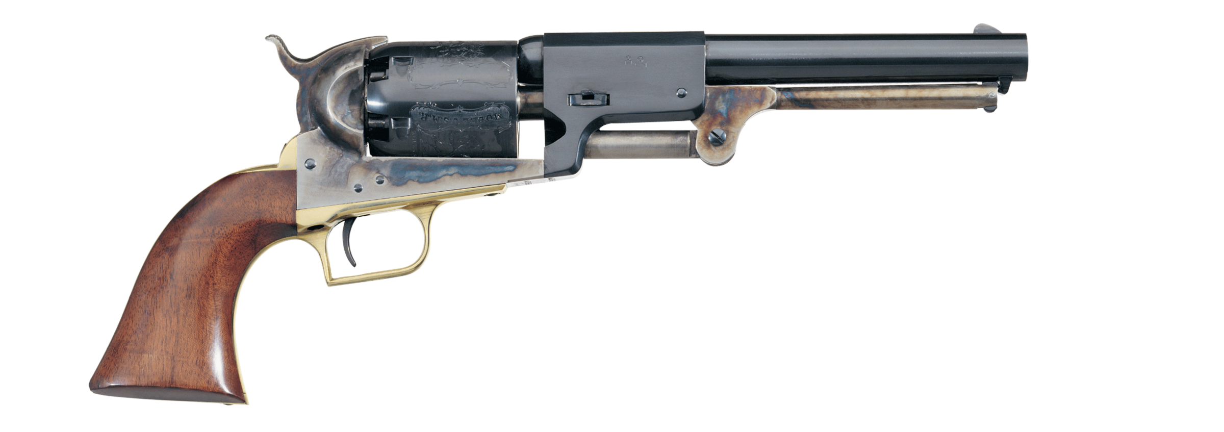 1851 Navy Engraved Black Powder Revolver 44 Caliber Brass Frame Walnut Grip  7.5 Inch Barrel by Traditions
